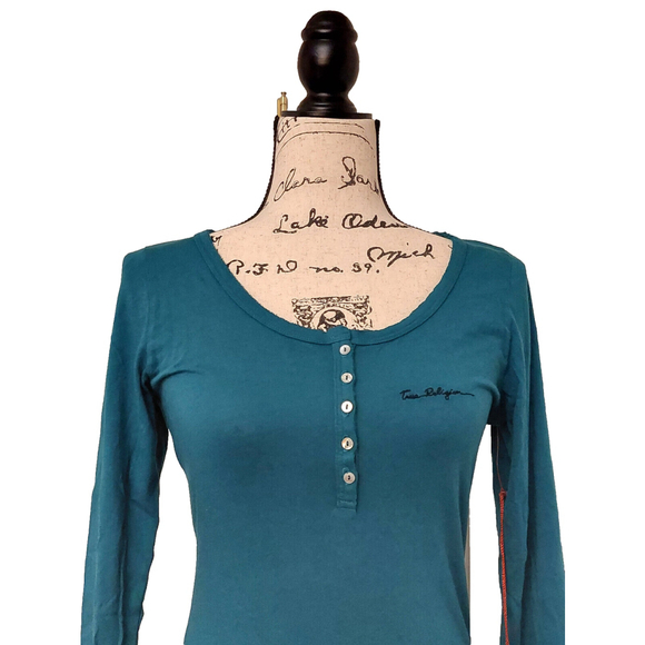 True Religion Brand Long Sleeve Signature Logo Cotton Henley Shirt Medium $78 - Picture 6 of 16